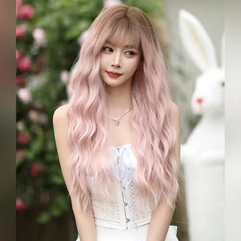 Новый Вингер Women's Wave Girl Feeling Kyeon Розовая Флисовая Волна Полностью Натуральная Одежда Для Волос С Коротким повседневным костюмом Косплей парики