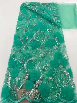 Французский жених, вышитый бисером, Африканская кружевная ткань 2023 Высококачественная Нигерийская свадьба, Французский тюль, кружевной материал с пайетками