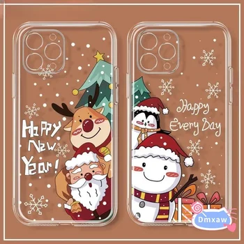Чехол для телефона с Рождеством Христовым для Xiaomi 13 Pro Lite 12 12S Mi 11 Lite 10 9 Pro Ultra 10S 10 Lite 9 Чехол с изображением Лося и снеговика Новогодний чехол